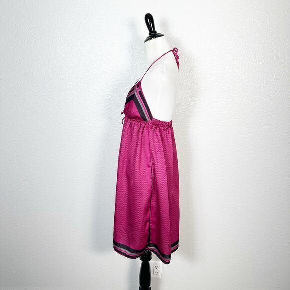Y2K Old Navy Halter Babydoll Satin Slip Dress Open Back Pink Polka Dot Small - Picture 6 of 12